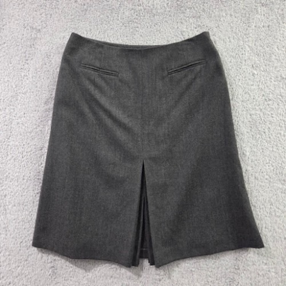 Talbots Skirt Women 10P Gray 100% Wool Pleated Front Slit Side Zip Vtg USA